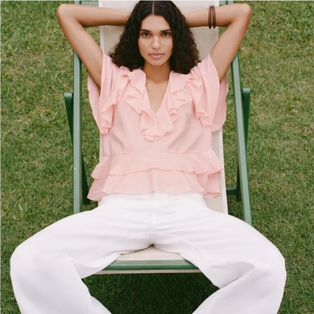 Zara Pink Ruffle Blouse